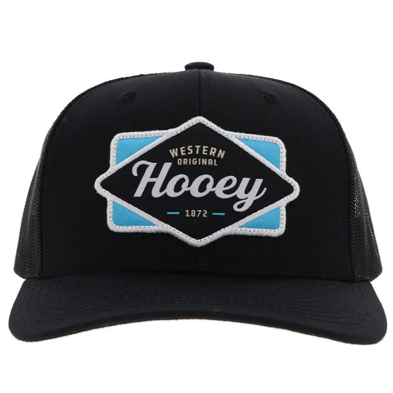Diamond Hooey Black 6-Panel Trucker with Light Blue / Black / White Patch - OSFA