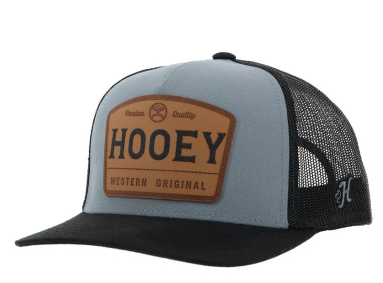 Trip Hooey Light Blue / Navy 5-Panel Trucker with Brown Leather Patch - OSFA