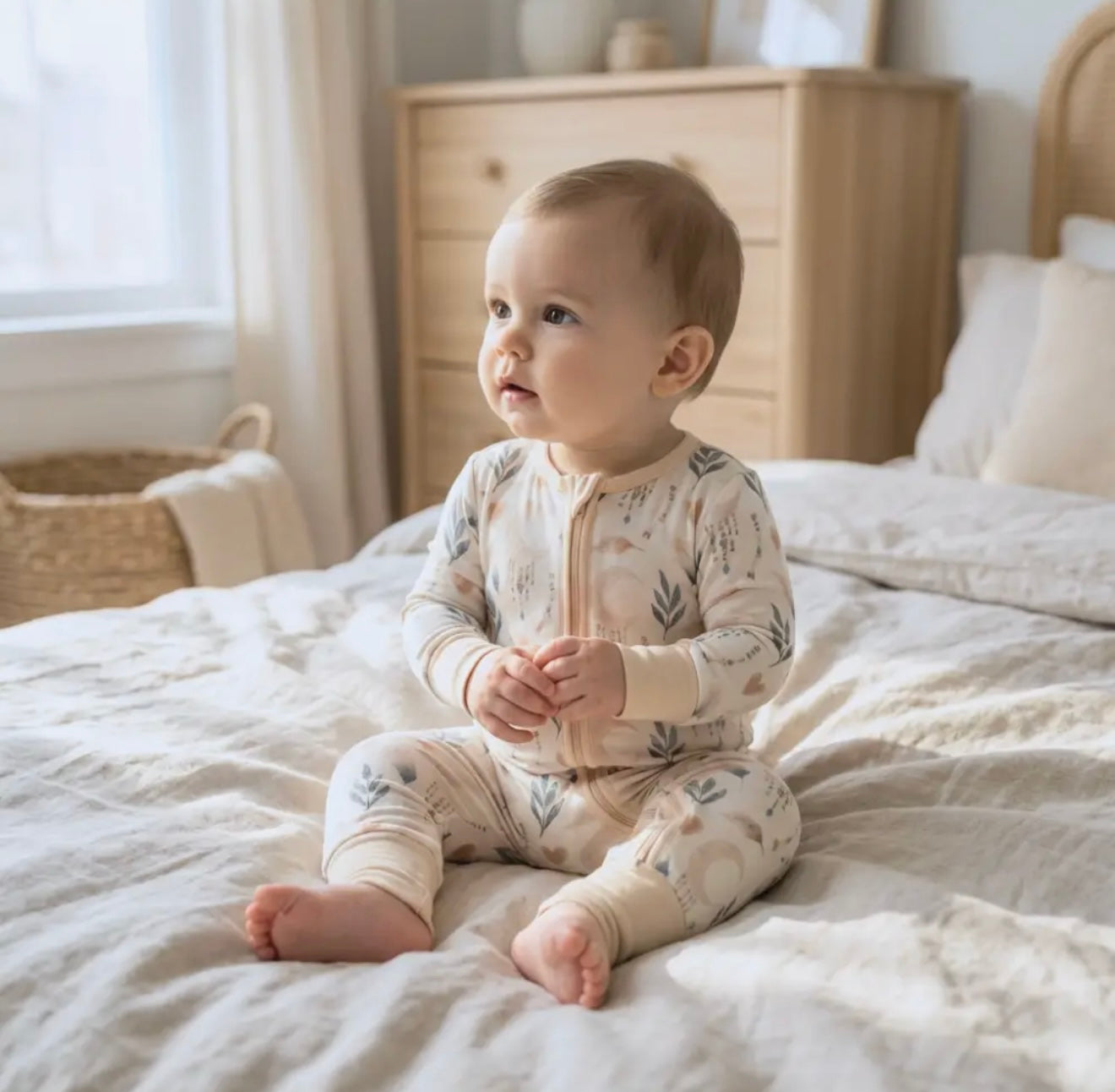 Moonlit Meadow Bamboo Baby Romper-Soft Stretch Sleepwear