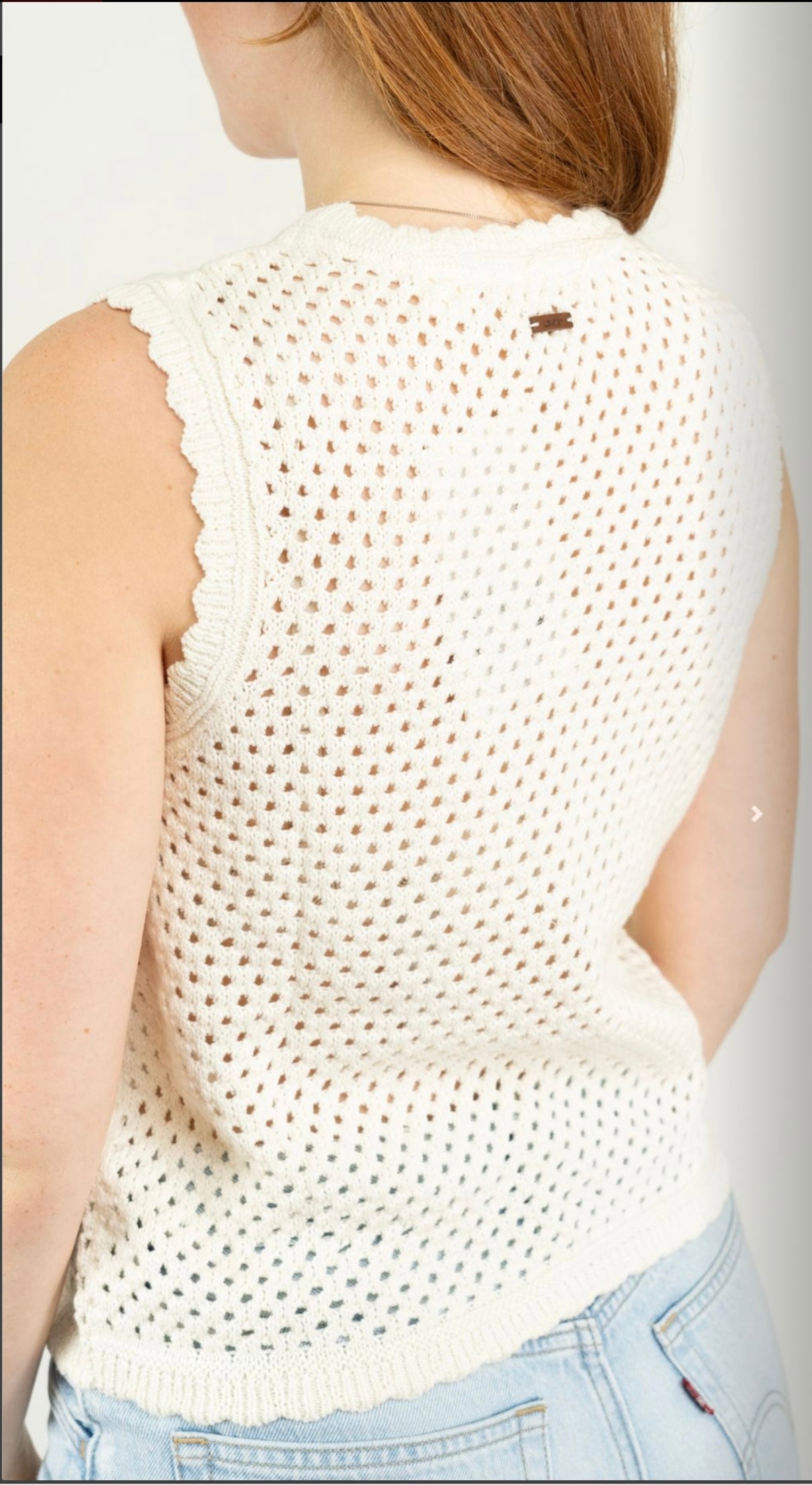 ADRIENNE CROCHET TANK EGRET