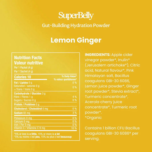 Super belly hydration and Gut Mix lemon ginger