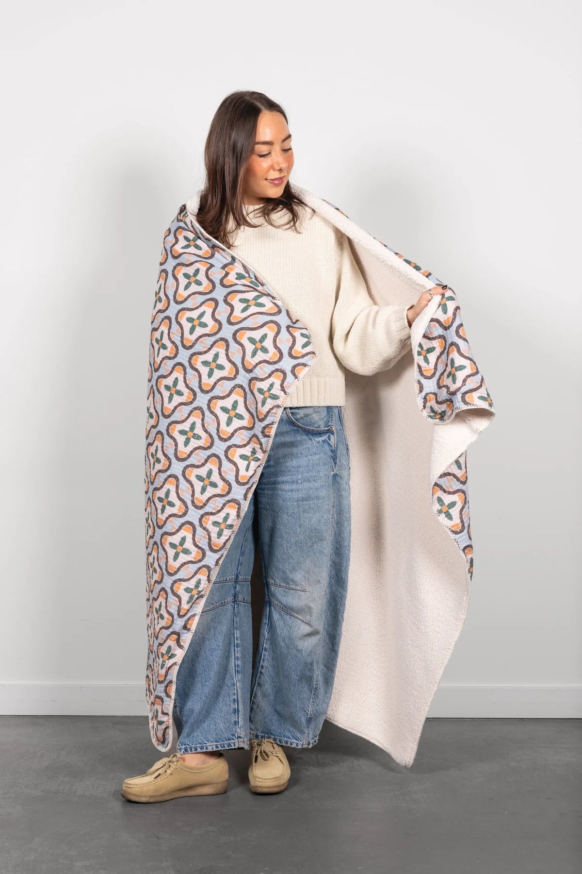 THE MOSAIC | Block Print Sherpa Lined Throw