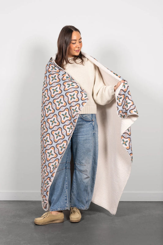 THE MOSAIC | Block Print Sherpa Lined Throw