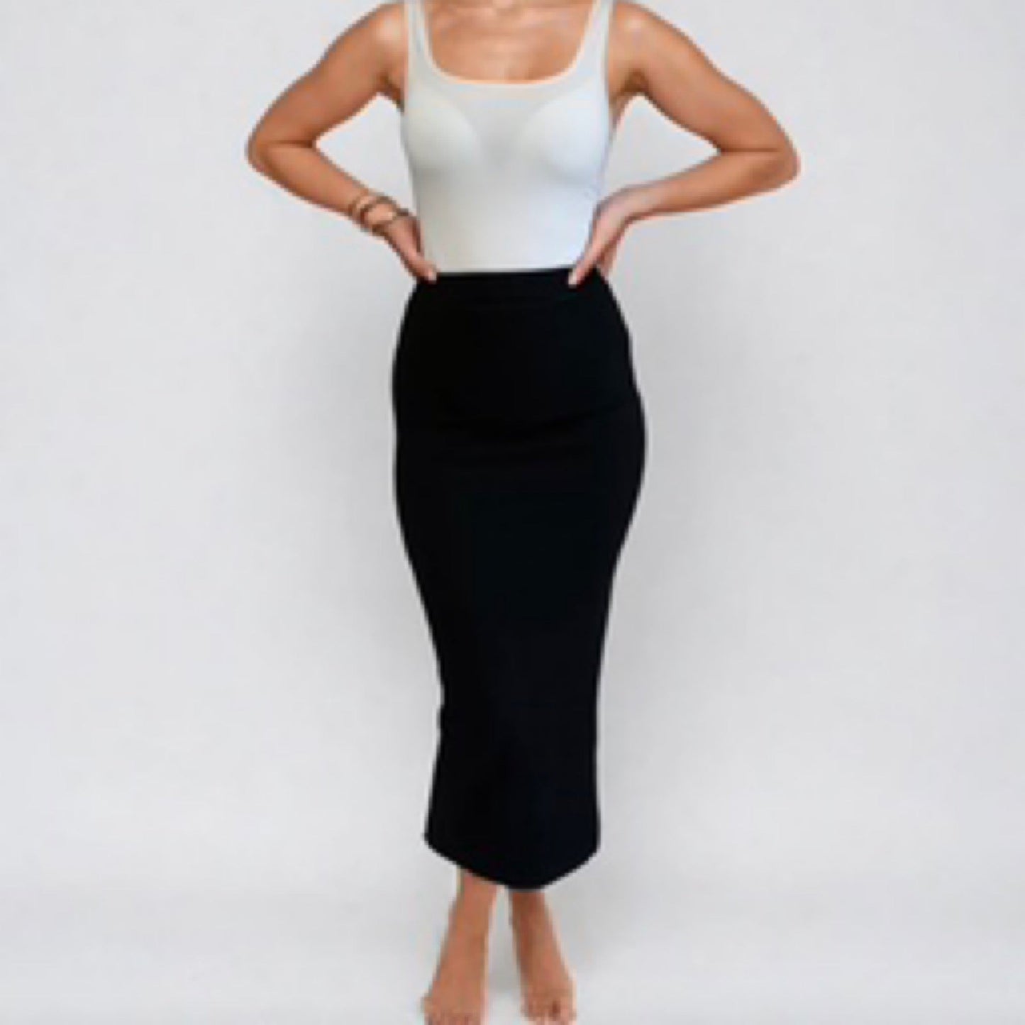 Kylie Ribbed Skirt Black