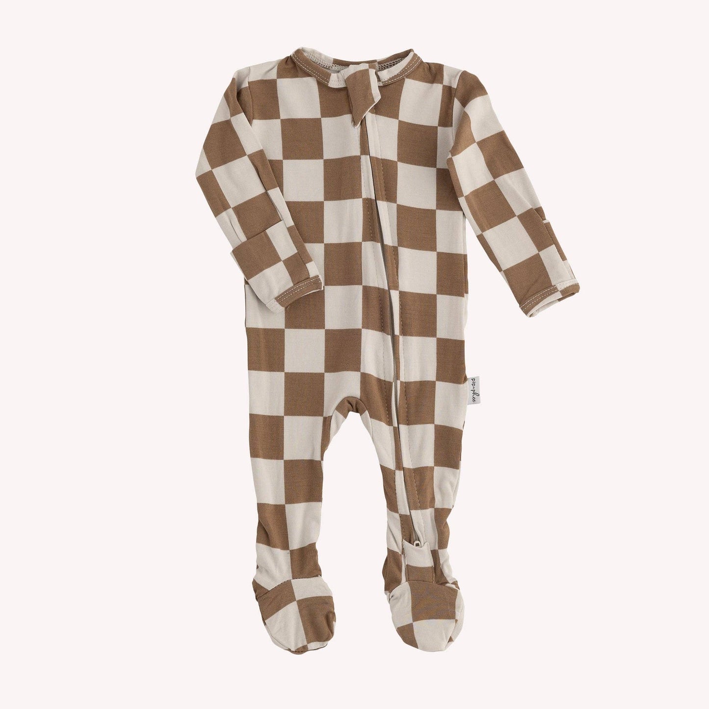 Bamboo Footed Sleepers | Prints: Brown Checks, 12-18M