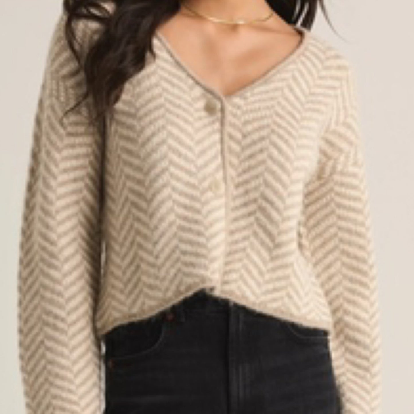 Naomi Herrigbone Cardigan - Sea Salt