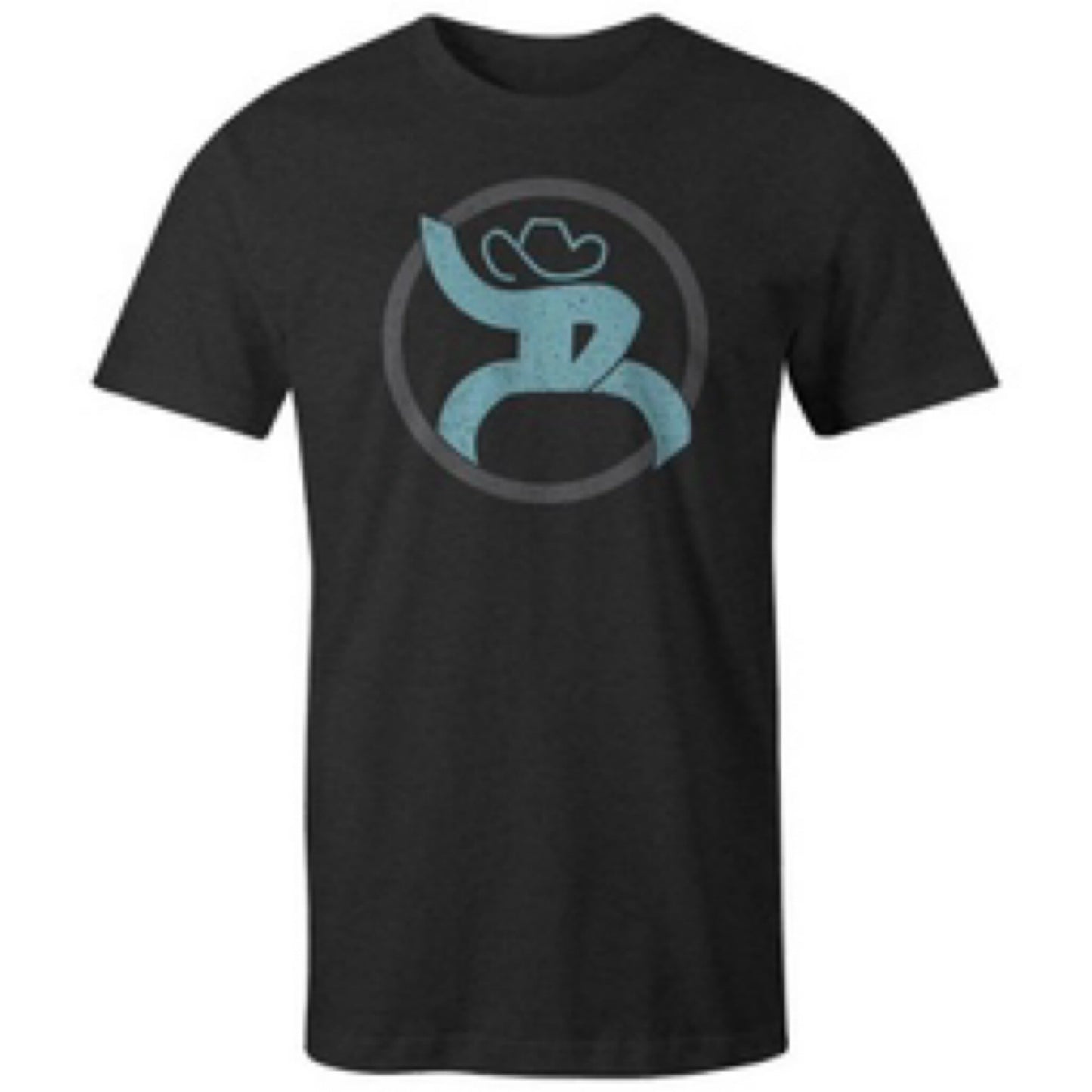 Roughy 2.0 Youth Black Heather Crew Neck with Grey / Teal Logo.