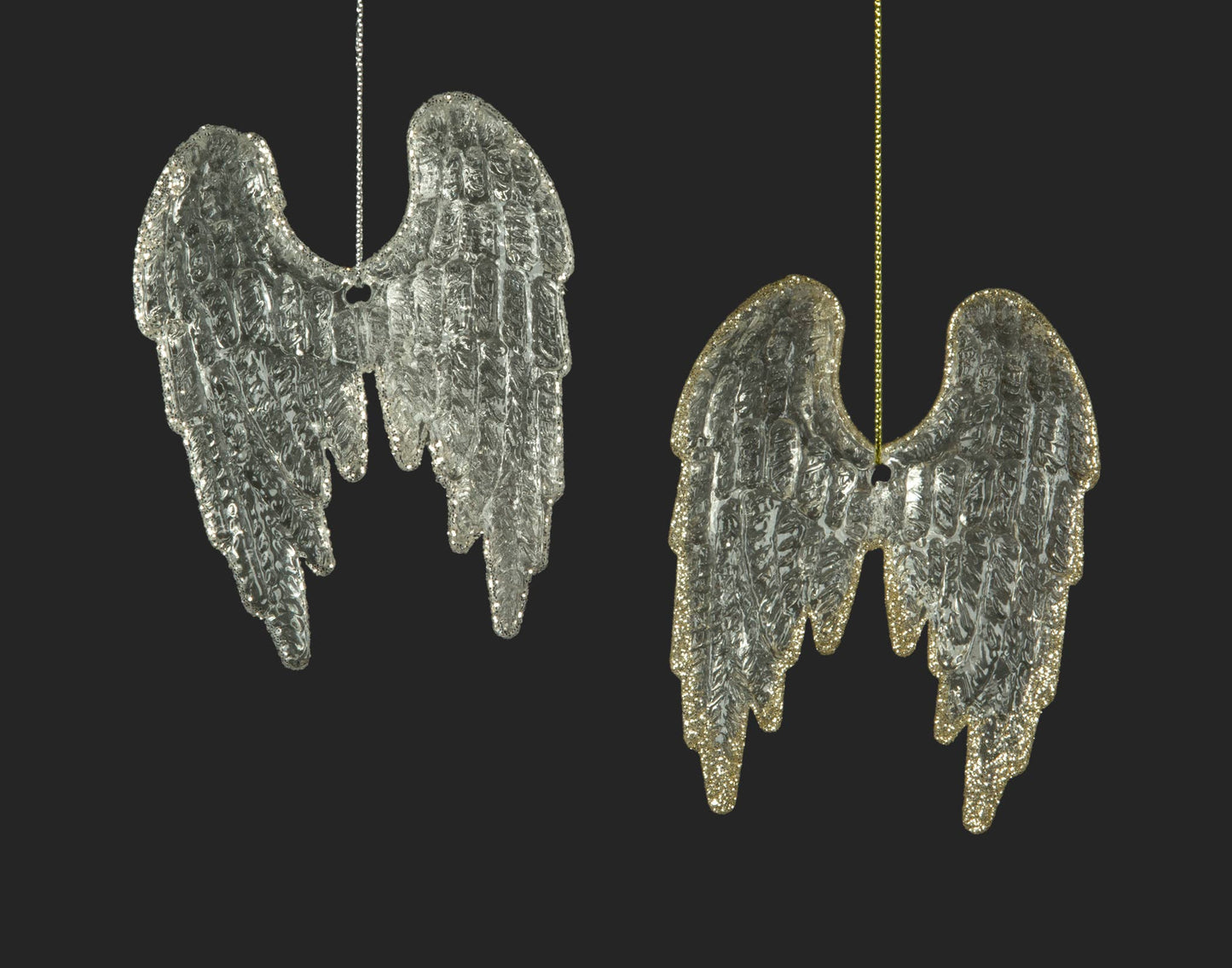 2/A 3.5" Glass Angel Wing Orn