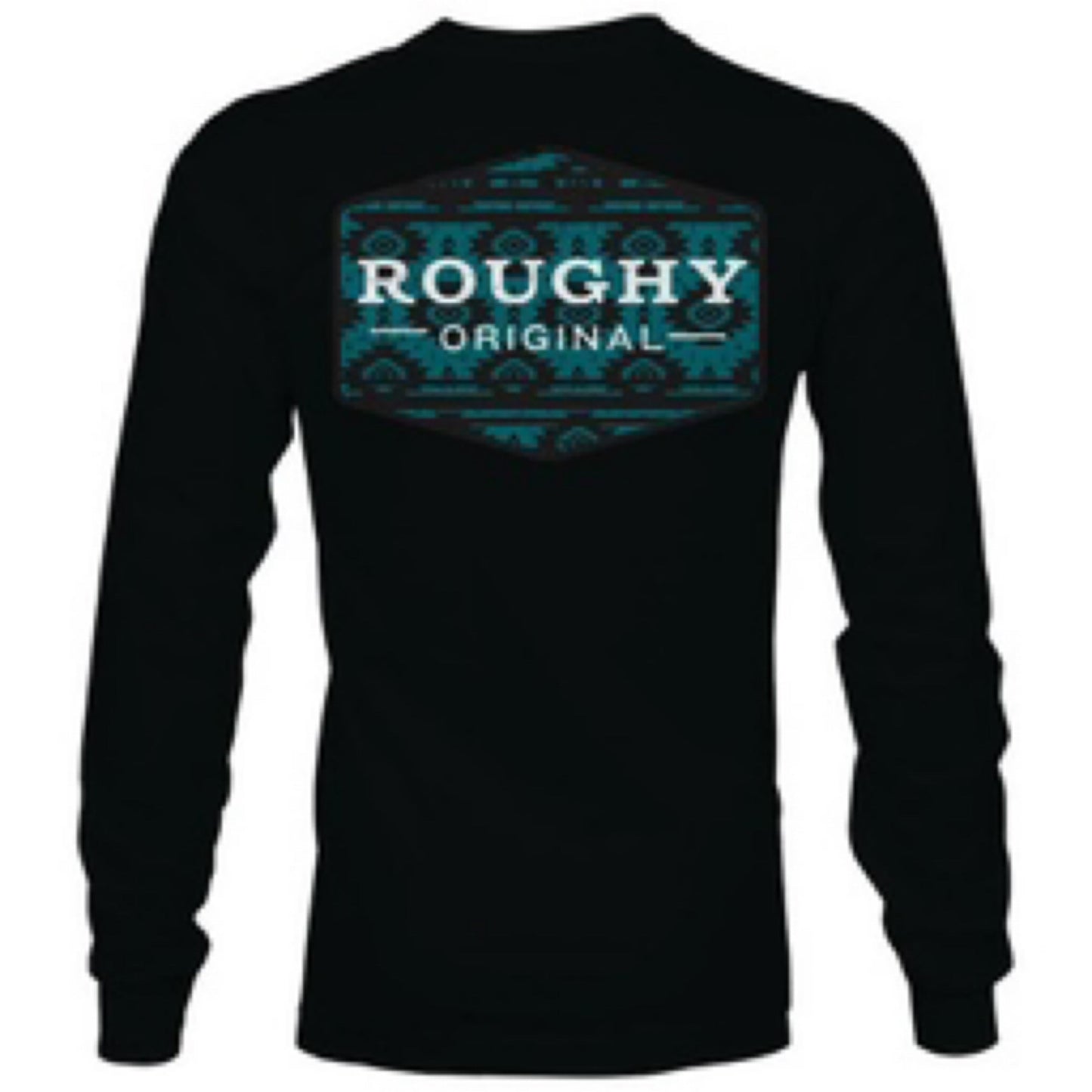 Roughy Tribe Youth Black Crew Neck Long Sleeve T- Shirt with Blue Logo on Back