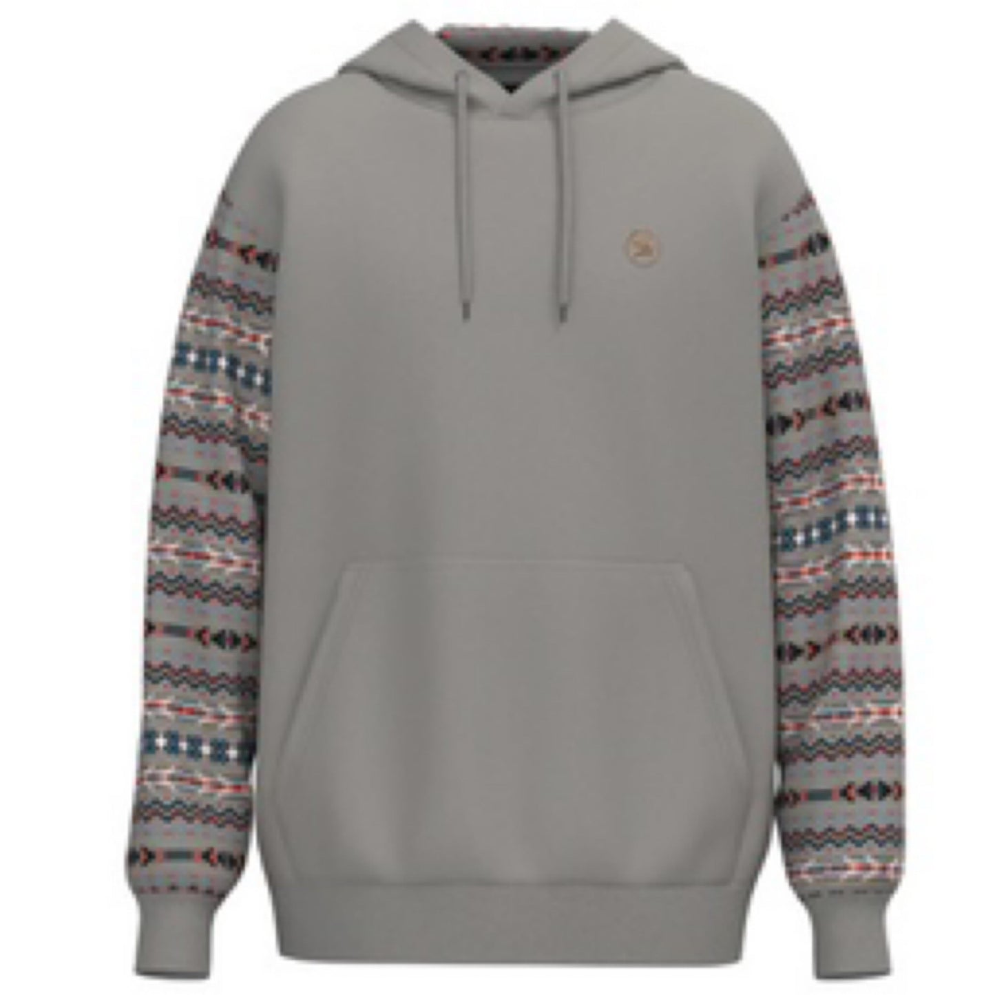 Roughy Summit Roughy Youth Men's Grey Hoody with Multi Color Pattern Sleeves with Kangaroo Pocket and Hood & Internal Phone Pocket