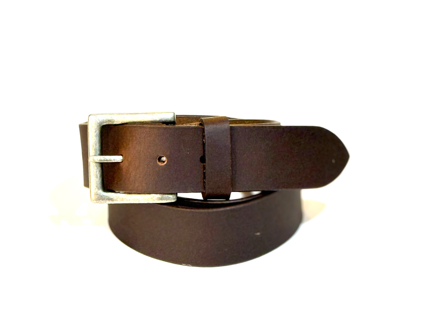 Leather Brown Belt with Silver Buckle Jeans: Wide, Medium