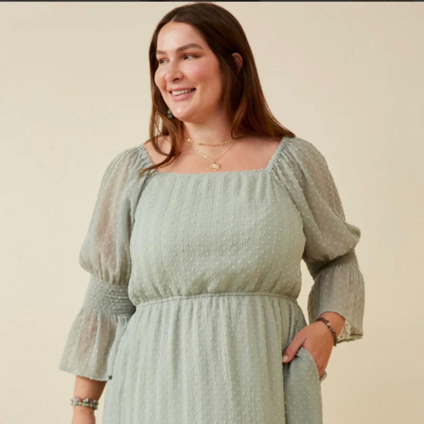 Swiss Dot Square Neck Dress