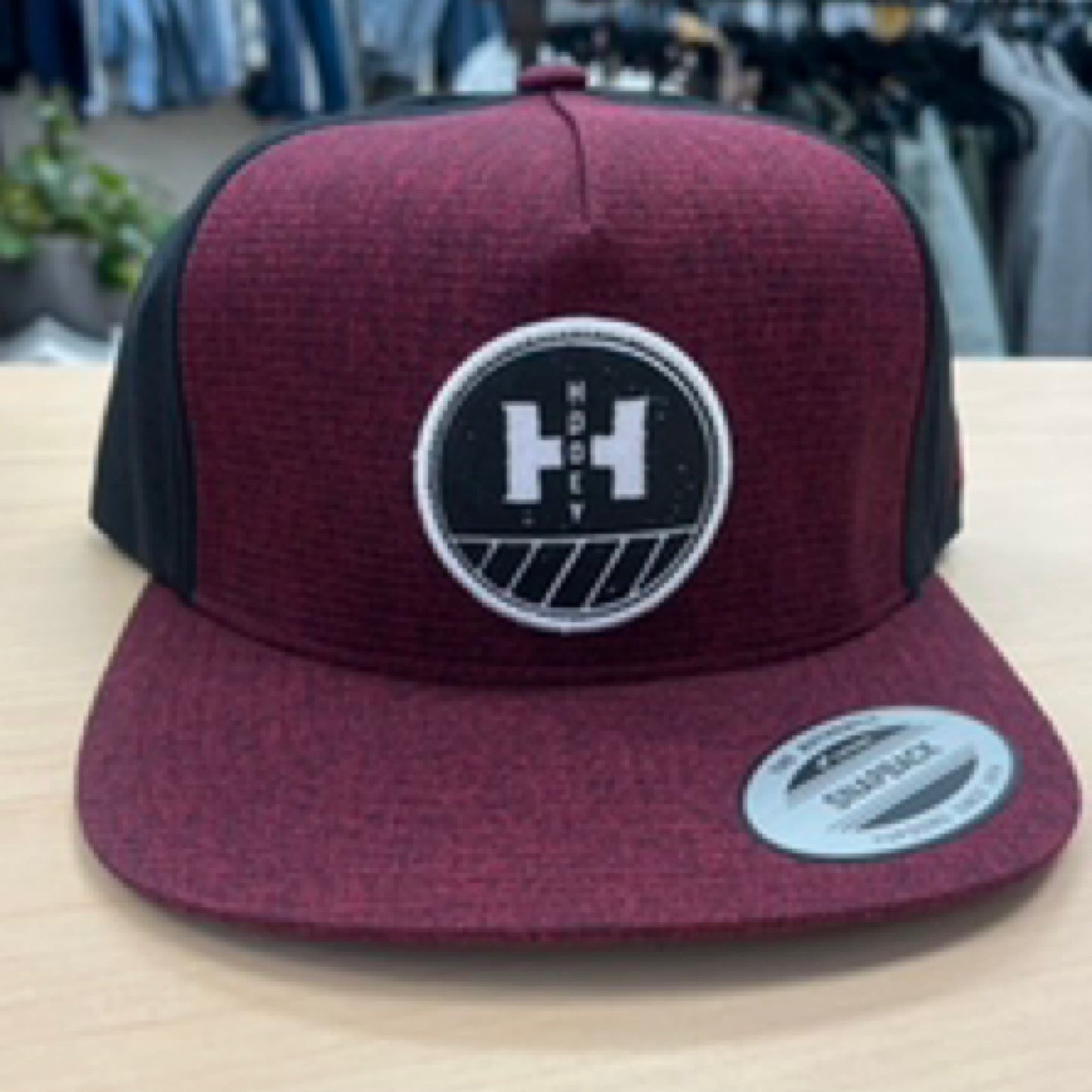 Windrow Hooey, Maroon / Black 5-Panel Trucker with Black / White Hooey Logo - OSFA
