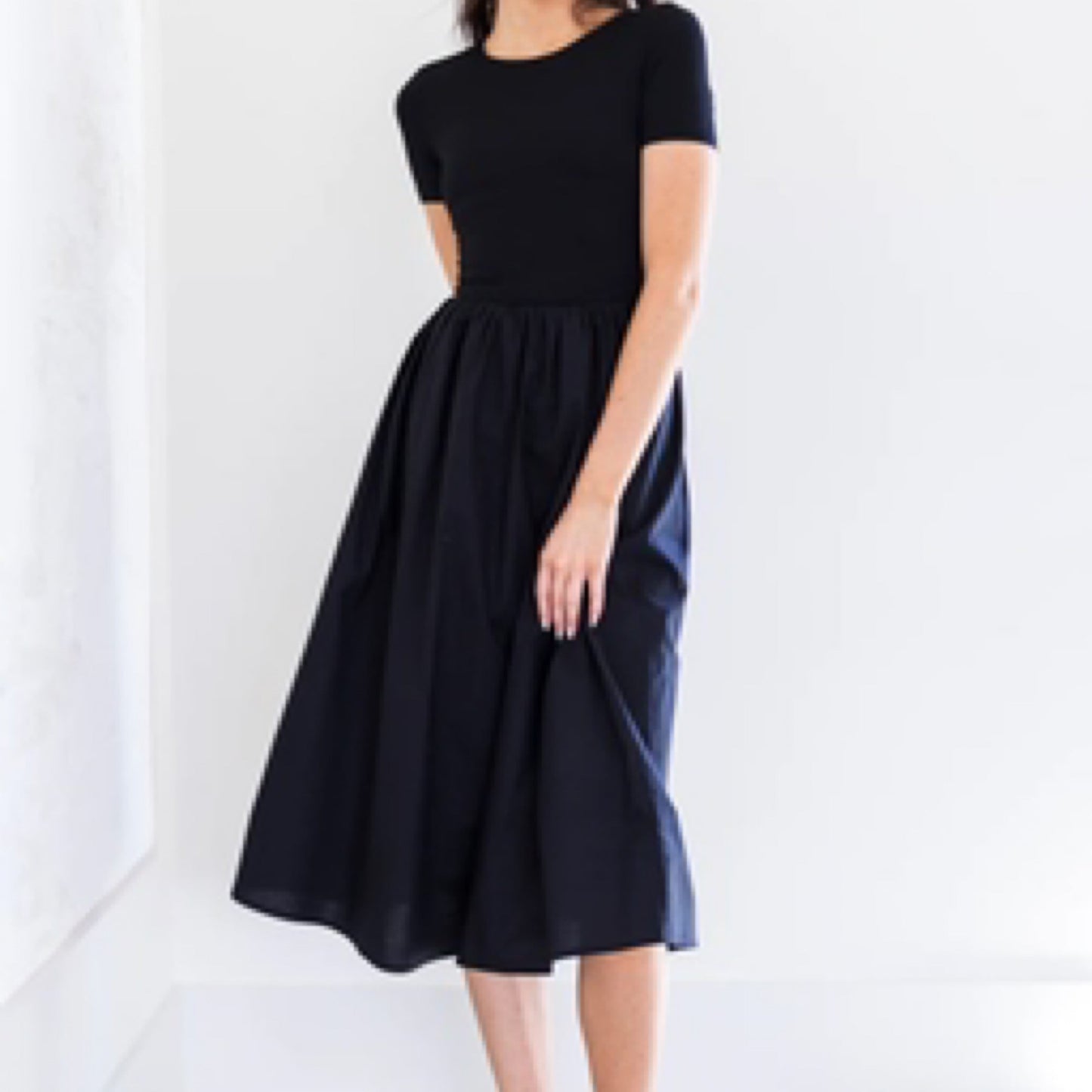 Alyce Short Sleeve Midi Poplin Dress