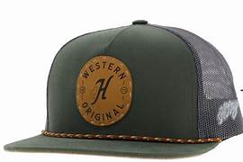 Spur Hooey Olive / Grey 5-Panel Trucker with Brown Circle Patch - OSFA
