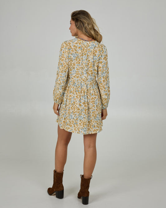 HIDDEN DITSY LS DRESS
