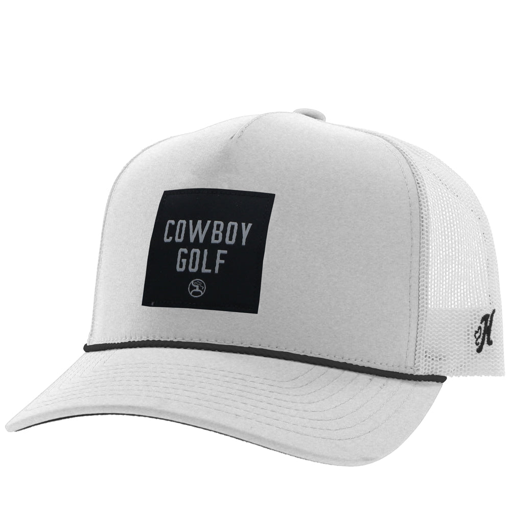 Backswing, Hooey White 5-Panel Trucker with Black / White Square Patch - OSFA