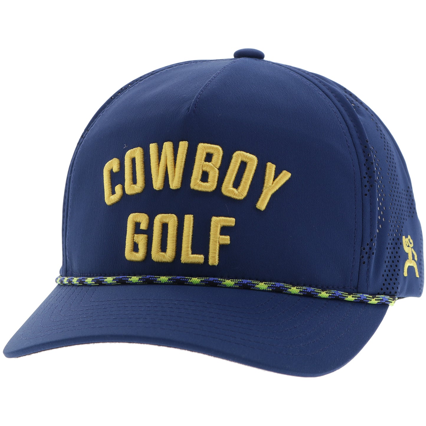 Cowboy, Navy 5-Panel Trucker with Yellow Stitching