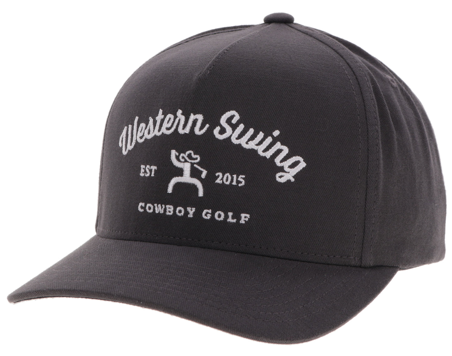 Western Swing, Grey 5-Panel Trucker with White Embroidery Logo