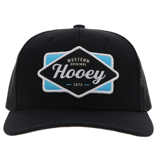 Diamond Hooey Black 6-Panel Trucker with Light Blue / Black / White Patch - OSFA