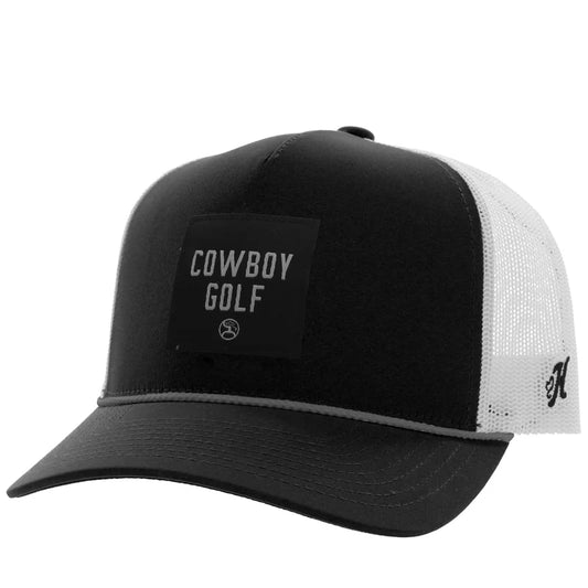 Cowboy Golf Hooey Black / White 5-Panel Trucker with Black / White Square Patch - OSFA