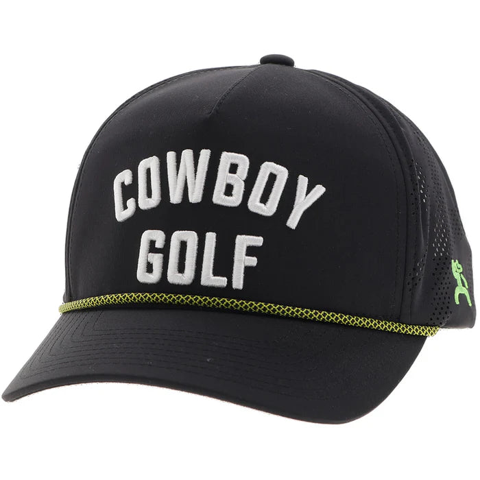Cowboy Golf Black 5-Panel Trucker with White Stitching - OSFA