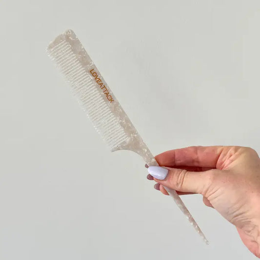 Cellulose Acetate Tail Hair Comb - White