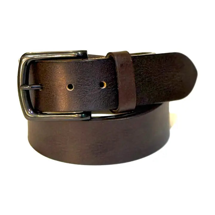 Leather Brown Belt with Black Buckle Jeans