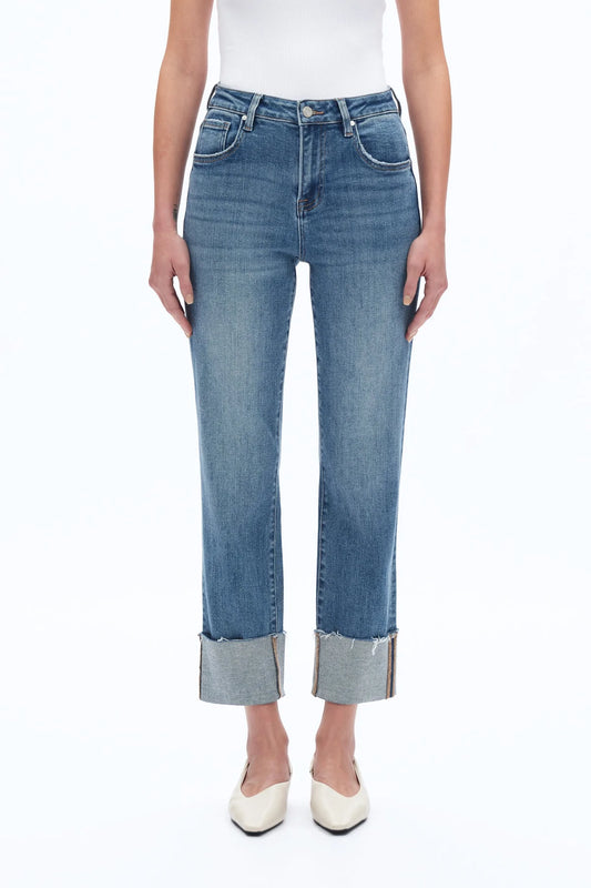 High Rise Sraight Leg Rolled Hem