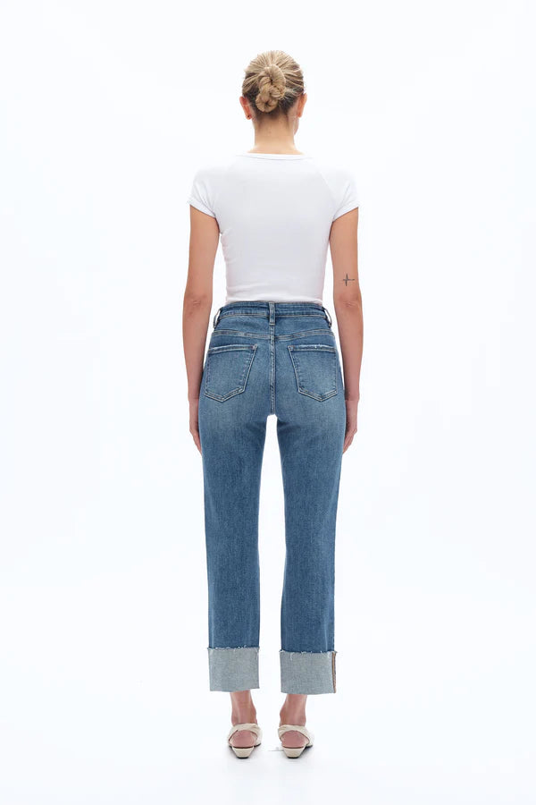 High Rise Sraight Leg Rolled Hem