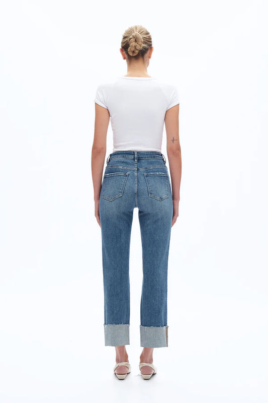 High Rise Sraight Leg Rolled Hem