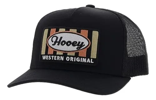 Sudan Hooey Black 5-Panel Trucker with Tan / Grey Rectangle Patch - OSFA