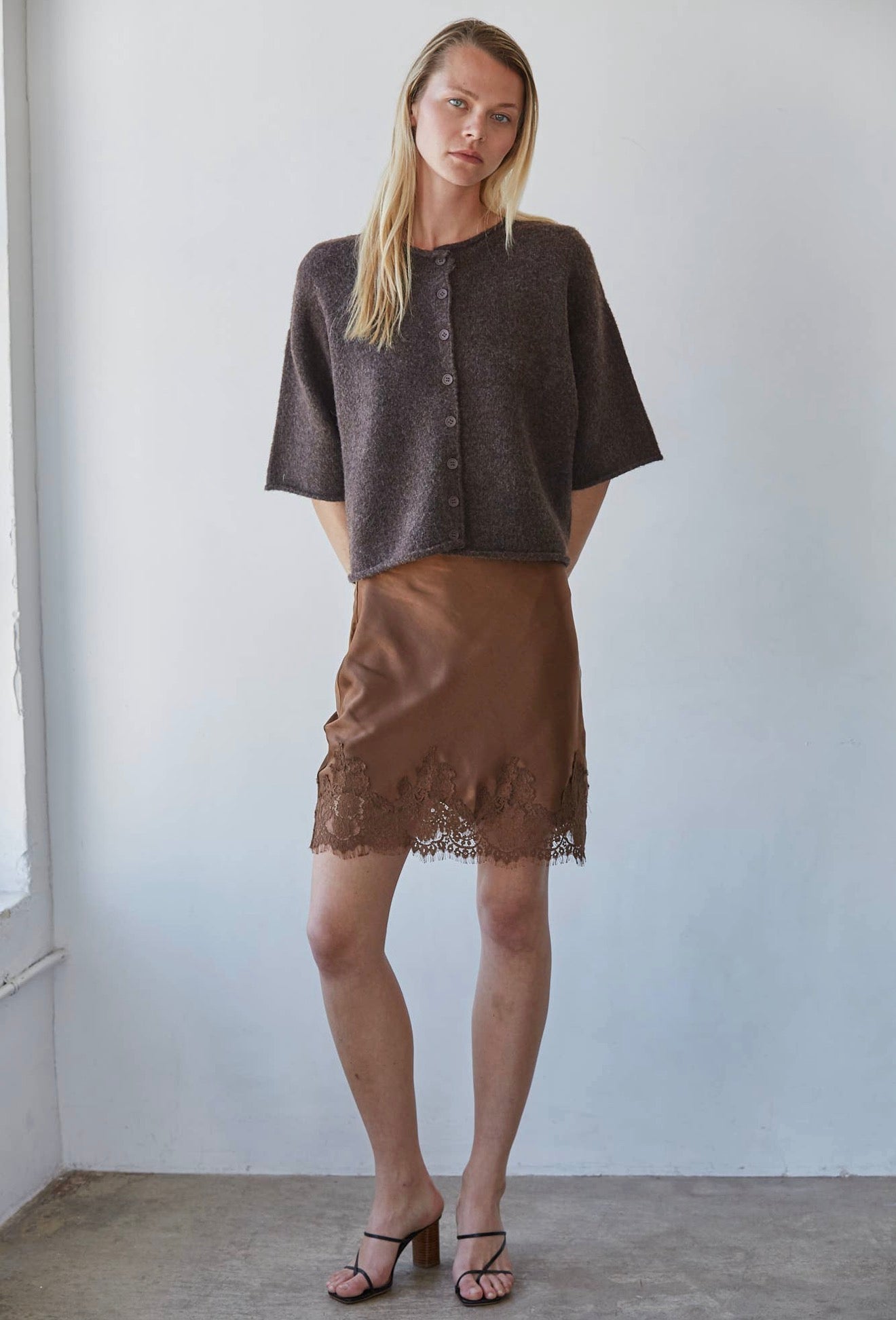 Woven Polyester Spandex Satin
Mini Skirt
