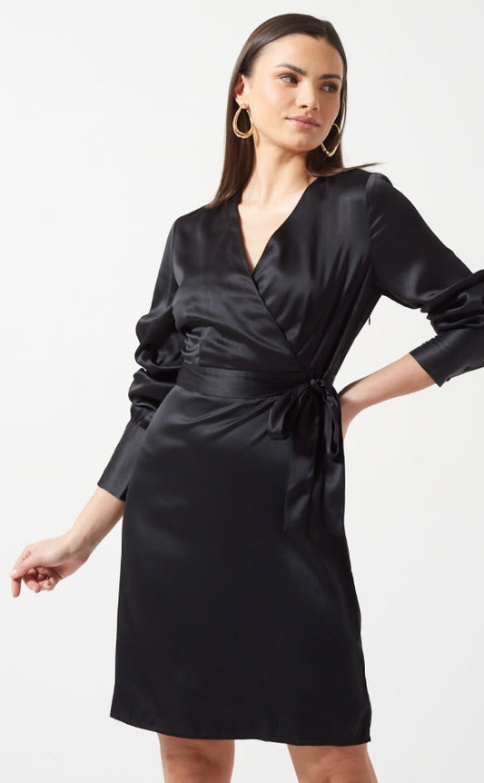 Silja Long Sleeve Satin Dress