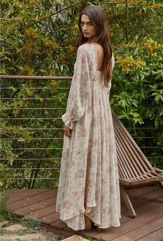 Woven Polyester Chiffon Floral
Flare Maxi Dress
