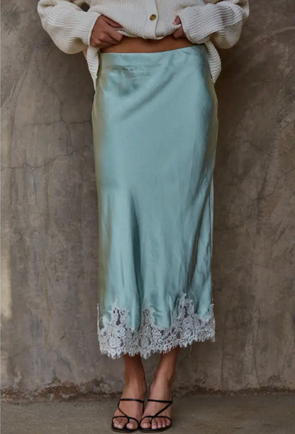 Satin Woven Polyester Spandex
Midi Skirt