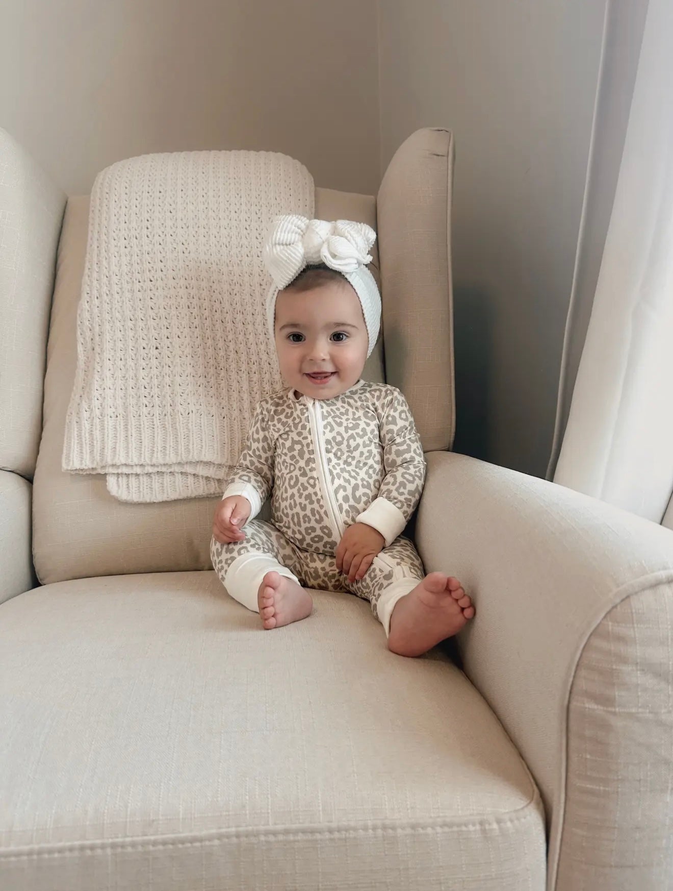 Apricot Leopard Bamboo Baby Romper - Soft Stretch Sleepwear