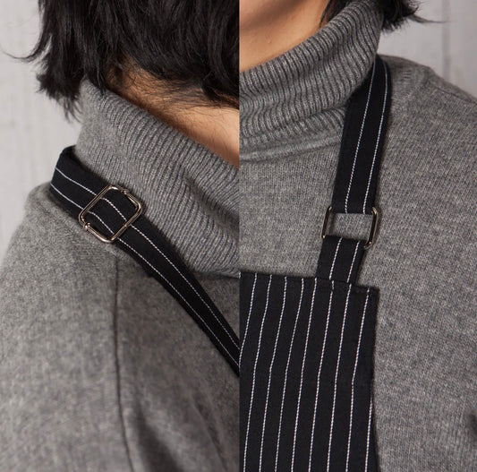 Black Pinstripe Chef Apron