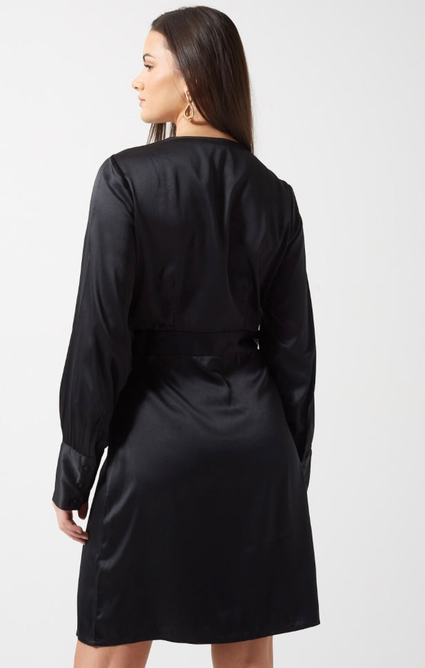 Silja Long Sleeve Satin Dress