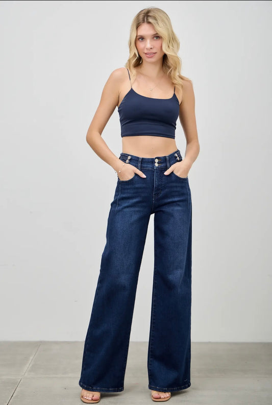High Rise Wide Leg With Double Button