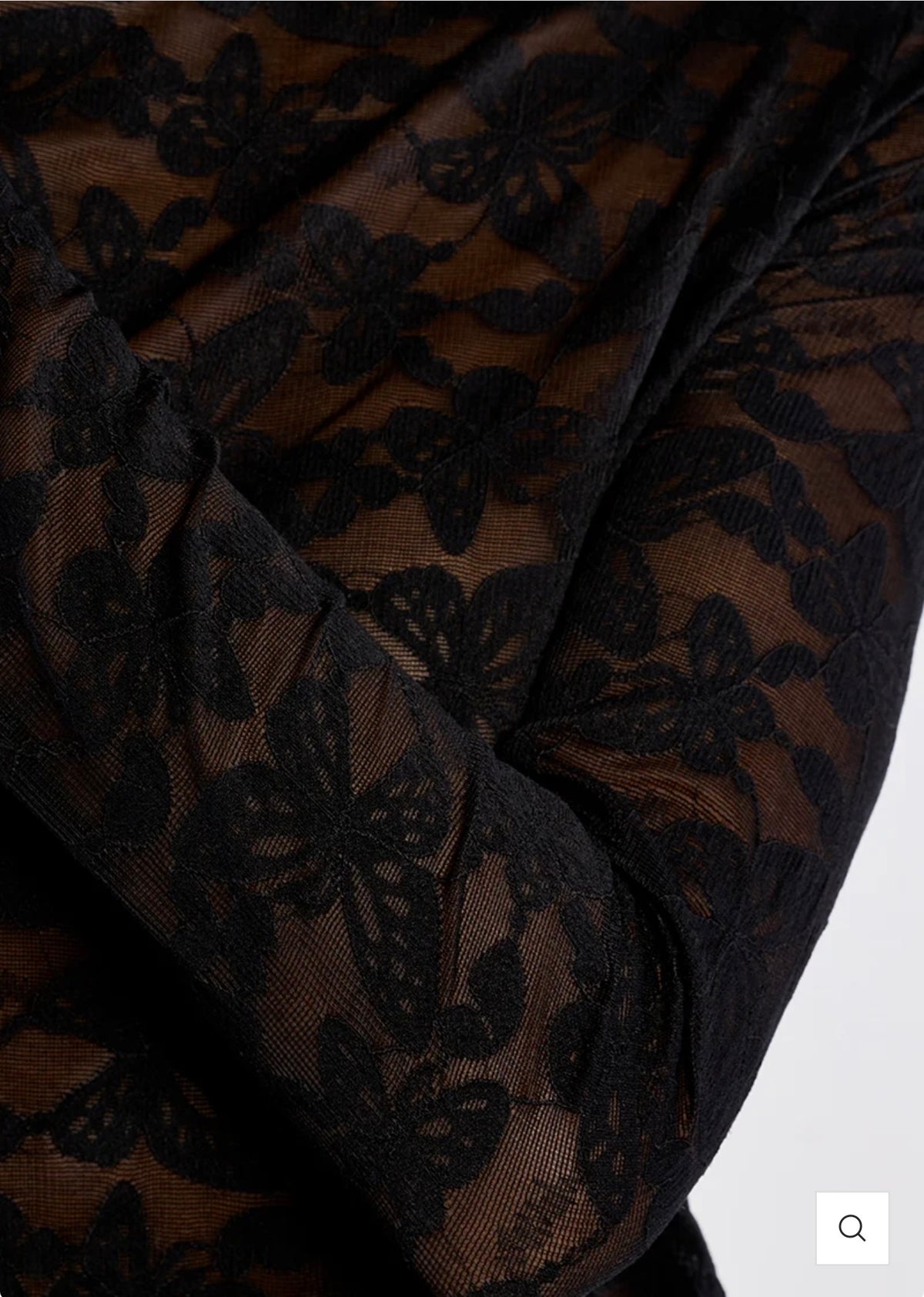 Embroidered mesh top, semi-sheer
