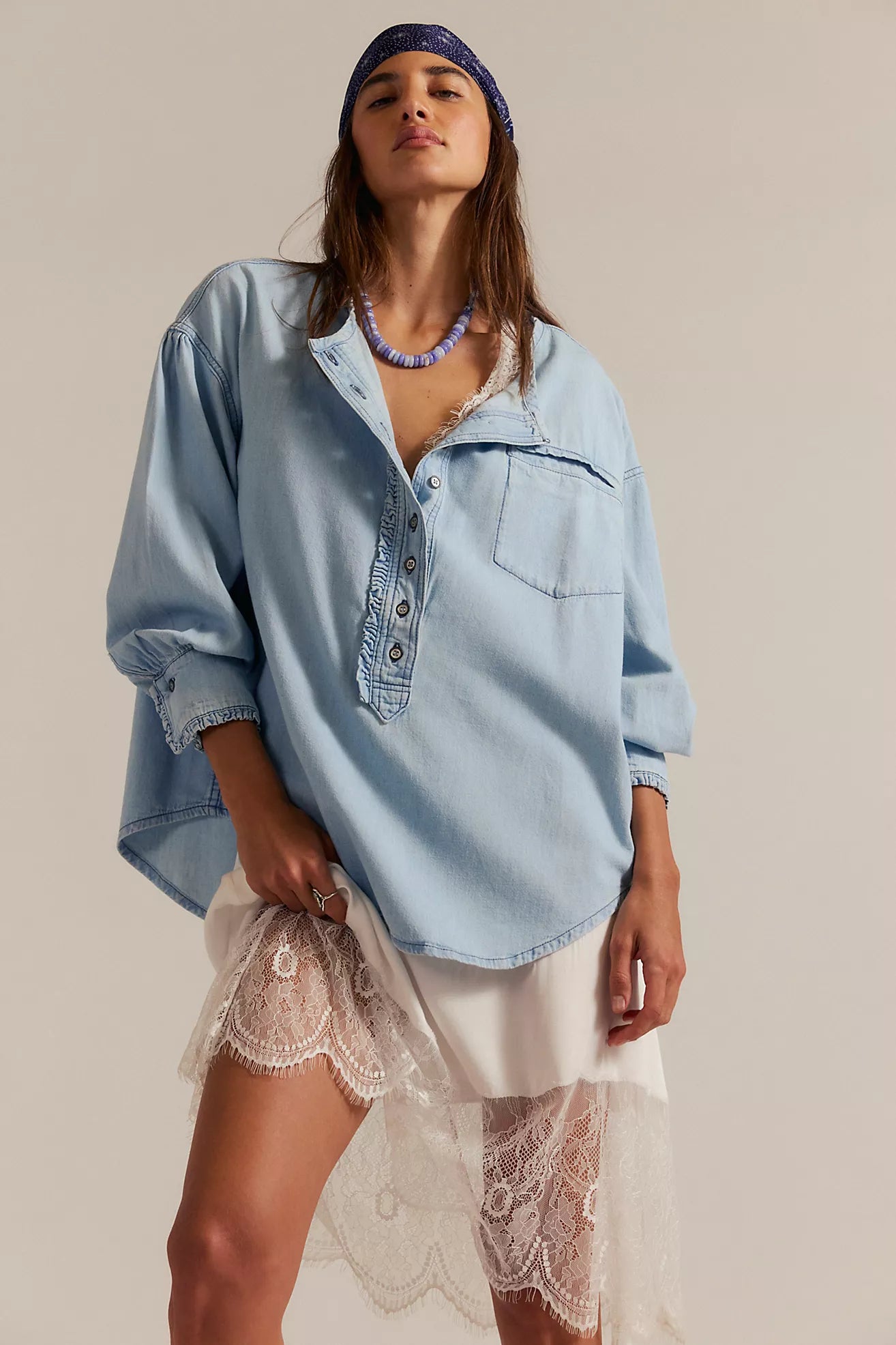 We The Free Denim Dreaming Pullover