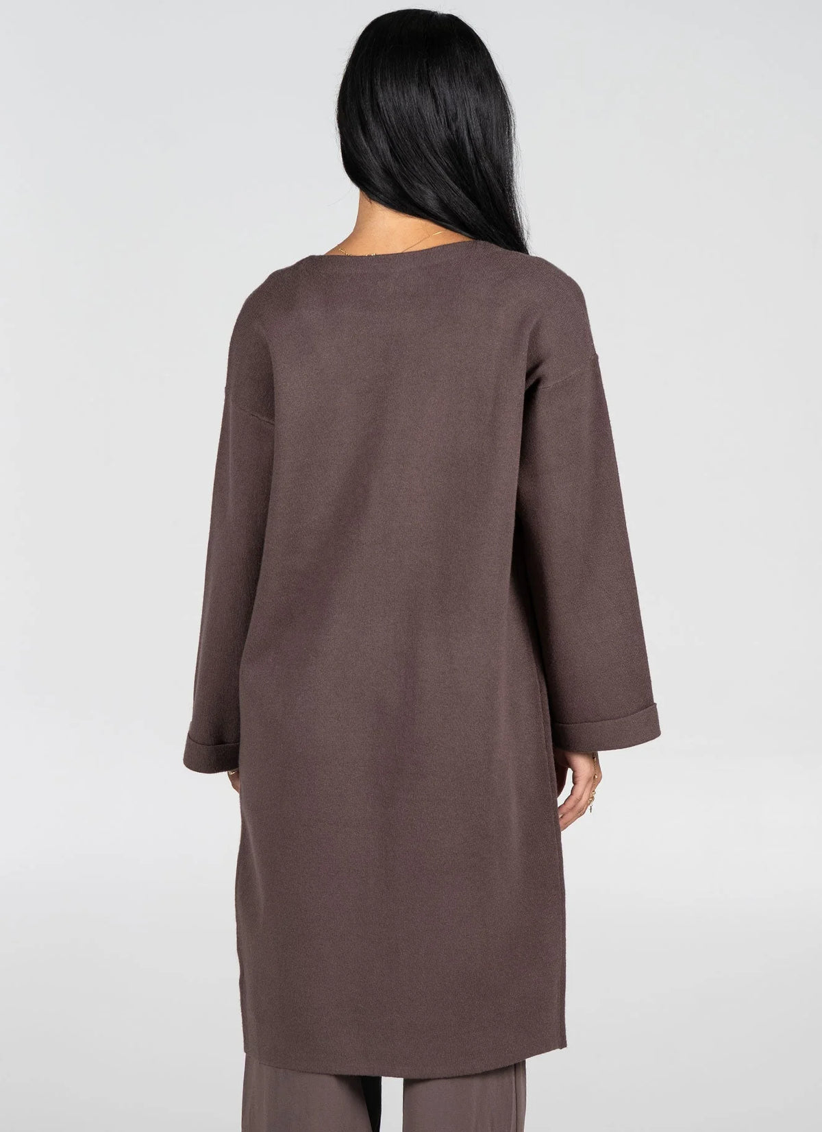 VISCOSE BLEND KNIT LONG CARDIGAN