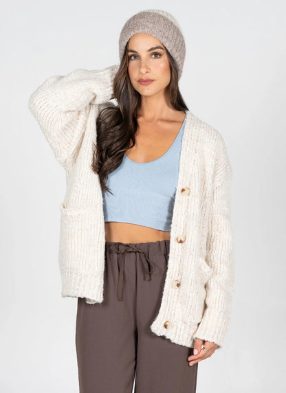 MIXED YARN RELAXED FIT CARDIGAN