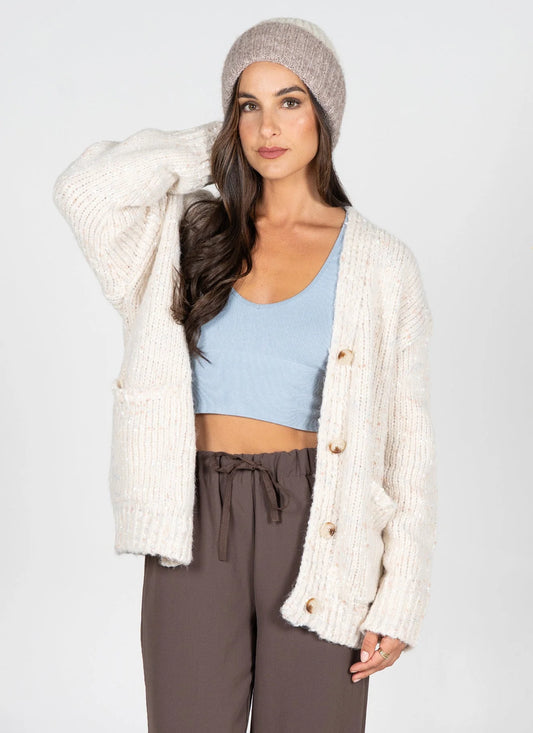 MIXED YARN RELAXED FIT CARDIGAN