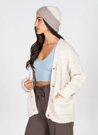 MIXED YARN RELAXED FIT CARDIGAN