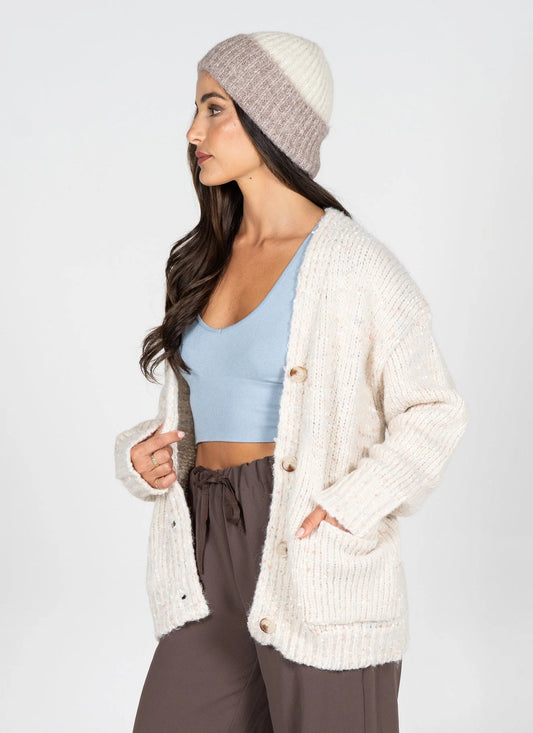 MIXED YARN RELAXED FIT CARDIGAN
