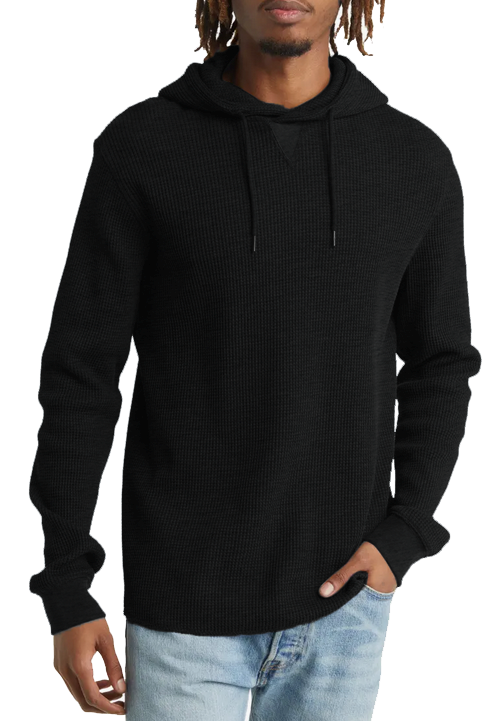BOYS L/S POPOVER THERMAL KNIT HOODIE