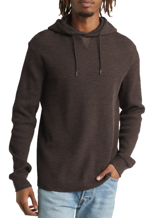 BOYS L/S POPOVER THERMAL KNIT HOODIE