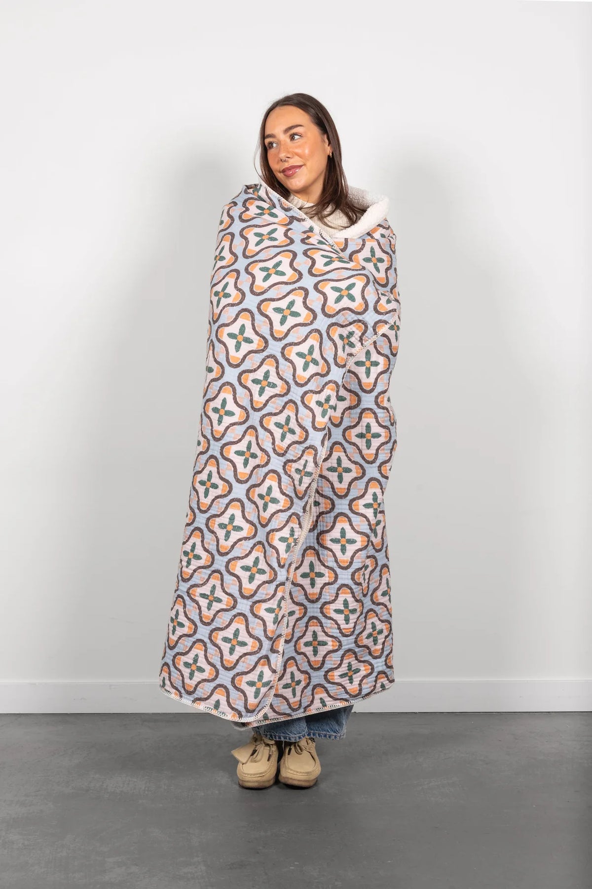 THE MOSAIC | Block Print Sherpa Lined Throw
